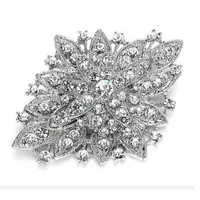 Mevcut Vintage Gümüş Kaplama Şeffaf Rhinestone Kristal Diamante Büyük Düğün Buket Çiçek Broş Pin 11 Renkler
