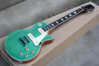 Factory Custom Green Electric Guitar with Chrome Hardware,White Pearl Fret Inlay,P90 Pickups,Offer Customized