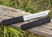 In vendita! Katana Knife D2 Tanto Point Blade Satin Blade Ebony Maniglia a pale fisse coltelli con guaina in legno Guaina