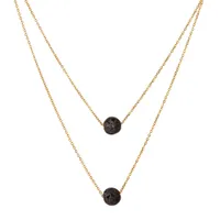 Fashion Black Lava Stone Necklaces Vintage Multilayer Chain Essential Oil Diffuser Rock Beads Pendant Necklace Women Jewelry DHL Free