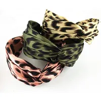 Piel de leopardo venda ancha Cruz Las mujeres de Corea del color Hairband bloqueo Tela cabeza ancha banda de Mujeres Accesorios para el cabello Headwear