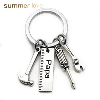 Stainless Steel Keychain Engraved Dad Papa Grandpa Tools Key Rings Gift for Dad Father&#039;s Day Creative Father Key Chain Jewelry Accessories