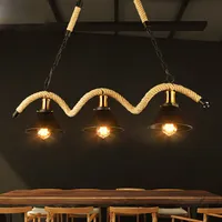 American Loft Creative Vintage Iron Rope Pendant Lights Industrial Edison Bulb Light för Bar Living Room Decoration Lamp