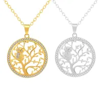 Hot! 5pcs mode européenne et américaine arbre de cristal collier pendentif vie Hibou d'or ronde d'argent Couleurs Femmes / Hommes Bijoux Cadeaux