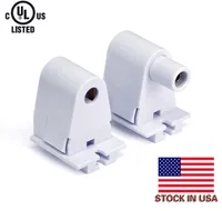 Stock In USA + 48 Pairs Tombstone Base Holder Socket Connector with T8 Single Pin FA8 8ft LED Bulb Light Replacement Fluorescent Plunger