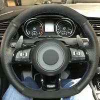 DIY Auto Stuurwiel Cover Zwart Lederen Suede voor VW Golf 7 MK7 Polo GTI Scirocco