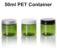80 X 50ml Açık Yeşil PET Kavanozlar w / Kap Plastik / Metal Vidalı Kapaklı Boş Krem Kozmetik