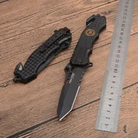 Atacado Marca Fria facas de aço lâmina serrilhada Camping Folding Pocket Knife Abertura Rápida Tactical Survival Black Knife Survival Outdoor Gear