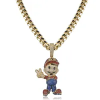 Hip Hop Big Superbruder-Anhänger-Halskette Messing Gold-Silber überzogenes Micro Gepflasterte Zircon Bling Männer Schmuck Weihnachtsfest-Geschenk