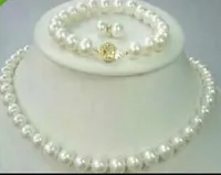 New Fine Pearl Jewelry Best Buy Perlenschmuck natürliche 8-9mm Akoya weiße Perlenkette 18 Zoll Armband 7,5 Zoll Ohrring-Set