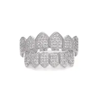 Vampire Teeth Gold Plated Grillz Jewelry For Men Full Diamond Zircone Grillz Accessori di lusso gioielli dente fresco