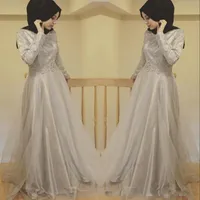 Muçulmano árabe Do Vintage Mangas Compridas Formal Vestidos de Noite de Alta Pescoço Uma Linha com Apliques de Plissado Longo Vestidos de Festa Vestido de Mãe Plus Size