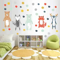 Cartoon-Tier-Wand-Aufkleber Nordic nette Aufkleber für Kind-Raum-Dekoration Bär Fox Deer dekorative Wand-Aufkleber