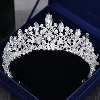 Gorgeous Princess Big Wedding Crowns Bridal Jewel Headpieces Tiaras Women Silver Metal Cryst European Headpieces Jewelry Bridal Accessories