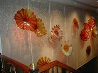 Élégant Tiffany Verre Décoration Blown Plaques de verre Soufflées Lampes Pure Feuilles de Murano Chihuly Style Murano
