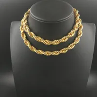18K Real Good Plated Twist Rope Chain for Women & Men 4-8MM Gold Chain Stainless Steel Necklace, 24 inches,Manufacturer Production Wholesale