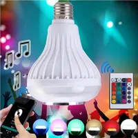 Cheap E27 Música Bulb sem fio Bluetooth Speaker Light Bulb Lamp lâmpadas de 12W de potência E27 LED RGB Música Jogando RGB iluminação com controle remoto