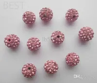 Najlepsza Hot Fashion 10mm Pink Micro Pave CZ Disco Ball Crystal Bead Bransoletka Naszyjnik Koralik. Diy dla bransoletki może wybrać kolor