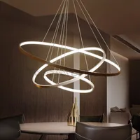 동그라미 현대 LED 펜던트 램프 아크릴 라운드 링 라이트 매달려 천장 조명기구 거주 식당 홈 장식