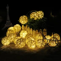 LED rattan palle stringhe luci fata luci a batteria con lampada decorativa natalizia lampada all'aperto ghirlanda decorazione di nozze illuminazione