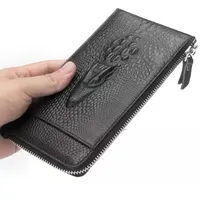 Genuine leather Alligator zipper mens long designer wallets male fashion casual cow leather card zero purses high phone clutchs no1815