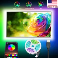 TV LED retroiluminación LED 98FT LED luces de tira con control de aplicaciones Bluetooth para TV de 46-60 pulgadas TV 16 millones de colores Adaptador de micrófono sensible USB alimentado por USB