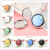 Múltiples colores compactos compactos personalizados pequeños regalos de doble cara plegable portátil publicitario cristal metal maquillaje espejo envío libre 30