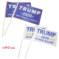 2020 Donald Trump bandera americana Mantenga Flags America gran bandera de EE.UU. Presidente 14 * 21cm con Flagstaff