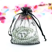 Multi Storlek och Multi Color 7 * 9 cm Silkväska med Silver Butterfly Små smycken Förpackning Väska med Drawstring Transparent Mesh Bag