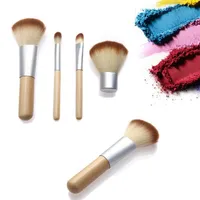 Professional Makeup Brushes Kits Bamboo Brush Sets 4 Pcs Make Up Cosmetics Foundation Powder Concealer Beauty Tools Cheap Price
