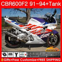 Corpo + tanque para Honda CBR 600F2 CBR 600 FS 1991 1992 1993 1994 40HC.64 CBR600FS 600CC CBR600 F2 CBR600F2 F2 91 92 93 94 carenagens azul branco