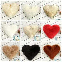 Pillow Case Heart Shaped Faux Wool Fur Cushion Covers Fluffy Soft Plush Throw Pillow Cover Pillowslip Sofa Car Decor Washable LXL1016-1