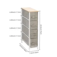 WACO узкие 4-ящики комод, нетканые ткани металлические рамки тонкие хранения башни спальня в общежитии живущая прачечная кухня организатор льняна натуральный