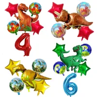 6st dinosaurfolie ballonger 30 tums nummer baby födelsedagsfest dekorationer Jurassic World Animal Barn leksaker Air Balloon grossist