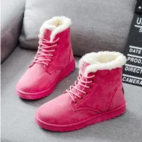 Venta caliente de la nieve-2019 Nueva la media pantorrilla botas de algodón de las señoras de invierno Botas mujeres calientes mujeres de la piel de las mujeres zapatos de invierno Botas Encaje