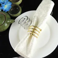 Spring Двойной шарик Салфетка кольцо Western Food Салфетка Ring Gold Silver Color Hotel Home Таблица Trinkets RRA2116
