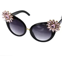 Fashion- luxury western style sunglasses European and American high-end new wave mounted diamond frame cat eye glasses Ladies Sunglasses