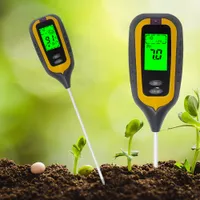 Tester del suolo 4 in 1 Termometro del metro di umidità del pH del terreno Igrometro Monitor della luce solare con la retroilluminazione verde della funzione Auto Off Funzione