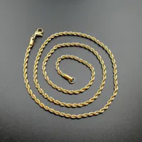 Hip Hop 18K banhado a ouro aço inoxidável 3mm torcido corda cadeia feminina gargantilha colar para homens hiphop jóias presente