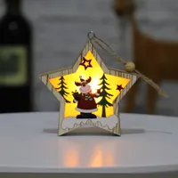 Lâmpada LED Natal Luz de madeira Estrela Papai Noel Boneco cervos Árvore Pingente Decoração Moda Hot Sale 8JH UU
