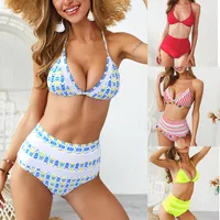 2020 Yüksek Bel Bikini Seti Boho Mayo Kadınlar Püsküller Halter Mayo Kadın Push Up Mayo Brezilyalı Biquinis Feminino