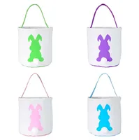 New Easter Bunny Ears Basket Bag Mix Color canvas easter basket bunny ears bags for kids gift bucket Cartoon Rabbit carring eggs Bag WCW830