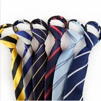 2pcs Fashion Zipper Ties For Men 8CM Pre-tied Necktie Strips Lazy Tie Party Dress Business Check Neckwear Wedding Accessory
