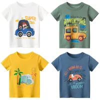 귀여운 인쇄 어린이 티셔츠 온라인 쇼핑 반팔 탑스 표준 길이 100 코튼 소년 싼 T 셔츠 20070101