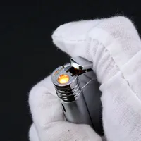 Isqueiro de gás butano de tungsténio criativo com regulador de chama clique isqueiros recarregáveis para cigarros