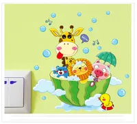 Cartoon Animali nel bagno Adesivo murale per bambini camerette bagno Decorazioni per la casa Decalcomanie carta da parati adesivi murali doccia