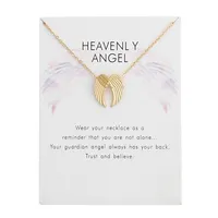 Cadeau Boutique Accessoires Heavenly Double Angel Wings Pendentif Souhaite Carte De Souhait Collier Vente Chaude