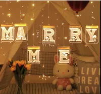 5V LEDライト文字列USB発光文字3Dクリエイティブカーテンフェアリーライトロマンチックなぶら下げLEDストリングデーの結婚式のパーティー家の装飾