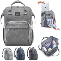 Venta al por mayor Ancho abierto Eco-Friendly Pañal Bag Backpack Impermeable Viaje Mamá Bolsas de pañales, bolsas de bolsillos aislados para bebés