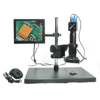 顕微鏡カメラフルHD VGA 1080P顕微鏡工業カメラ180 x Cマウントレンズ8インチLCDスクリーンスタンドホルダーのためのPCB修理